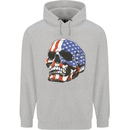 A USA Human Skull Flag America Mens 80% Cotton Hoodie Sports Grey