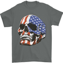 A USA Human Skull Flag America Mens T-Shirt 100% Cotton Charcoal