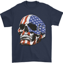 A USA Human Skull Flag America Mens T-Shirt 100% Cotton Navy Blue
