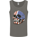 A USA Human Skull Flag America Mens Vest Tank Top Charcoal