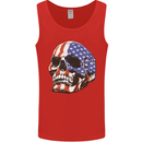A USA Human Skull Flag America Mens Vest Tank Top Red