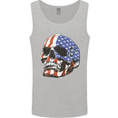 A USA Human Skull Flag America Mens Vest Tank Top Sports Grey
