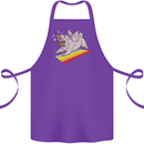 A Unicorn Pug Dog Cotton Apron 100% Organic Purple
