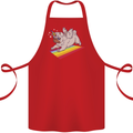 A Unicorn Pug Dog Cotton Apron 100% Organic Red
