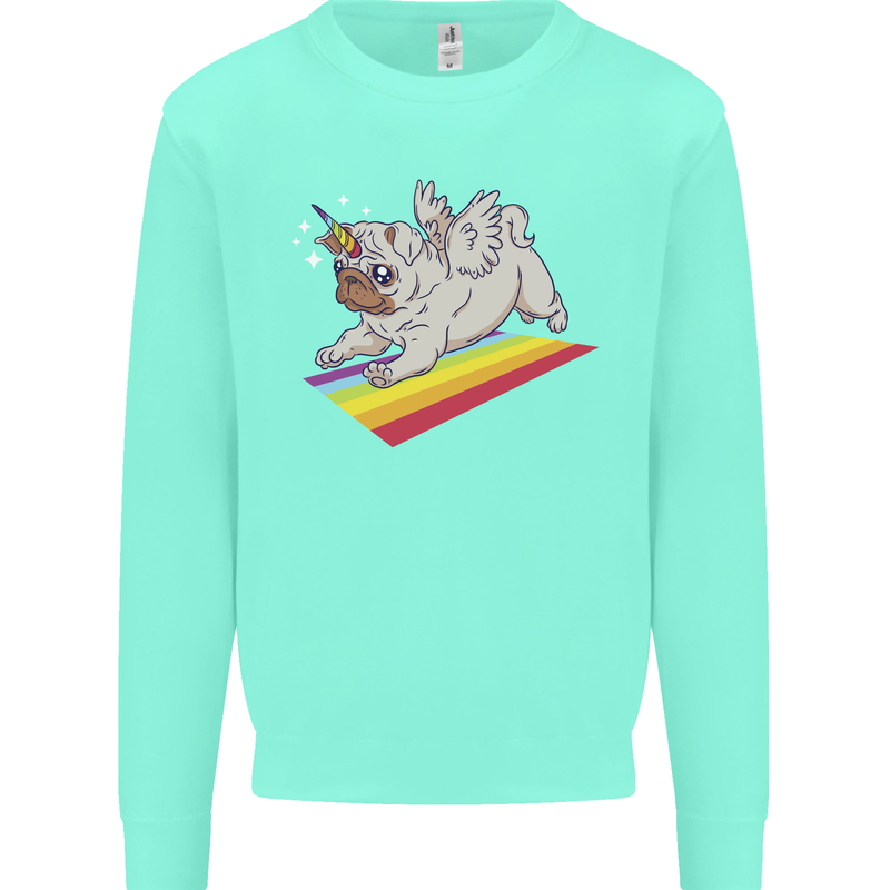 A Unicorn Pug Dog Kids Sweatshirt Jumper Peppermint