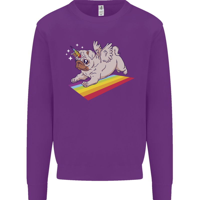 A Unicorn Pug Dog Kids Sweatshirt Jumper Purple