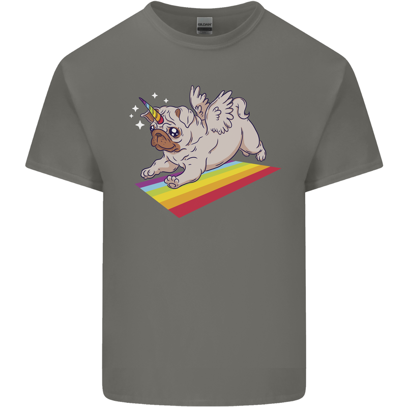A Unicorn Pug Dog Kids T-Shirt Childrens Charcoal