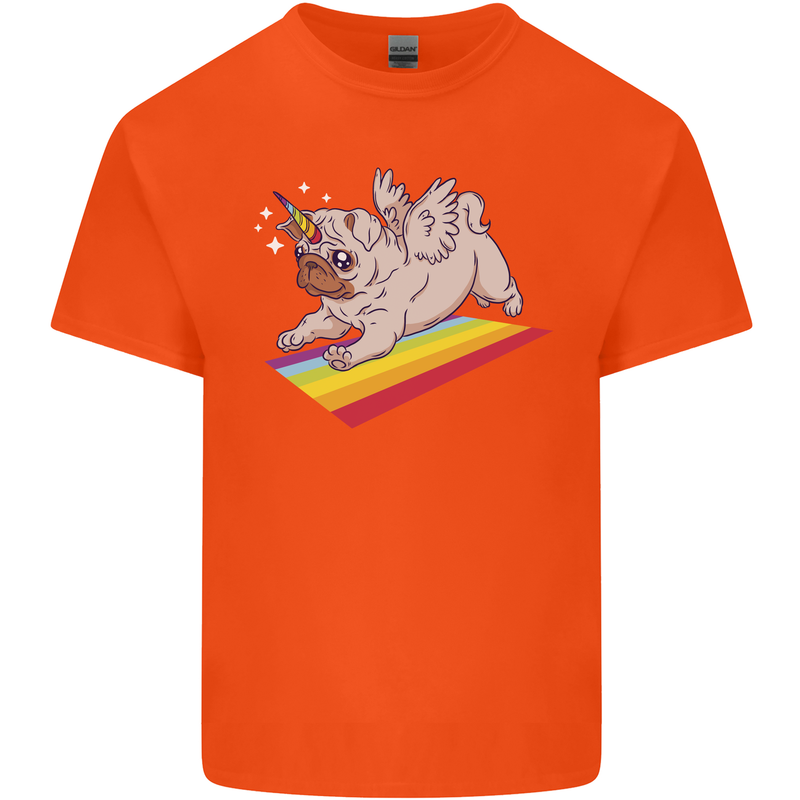A Unicorn Pug Dog Kids T-Shirt Childrens Orange