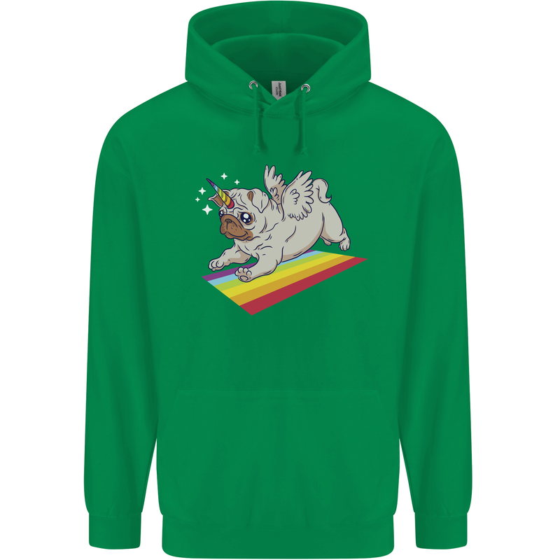 A Unicorn Pug Dog LGBT Childrens Kids Hoodie Irish Green