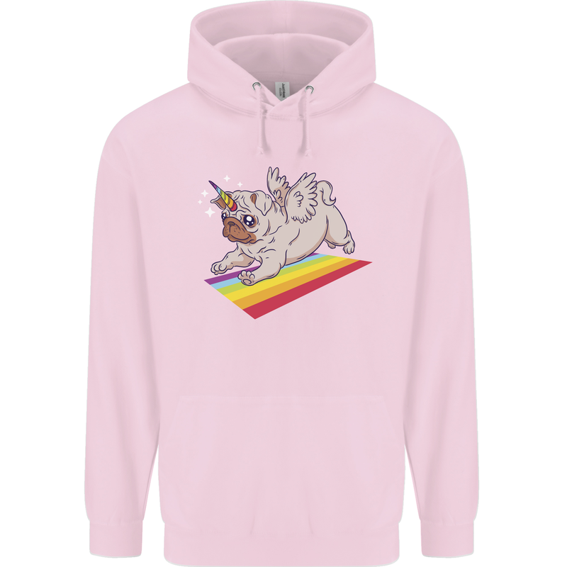 A Unicorn Pug Dog LGBT Childrens Kids Hoodie Light Pink