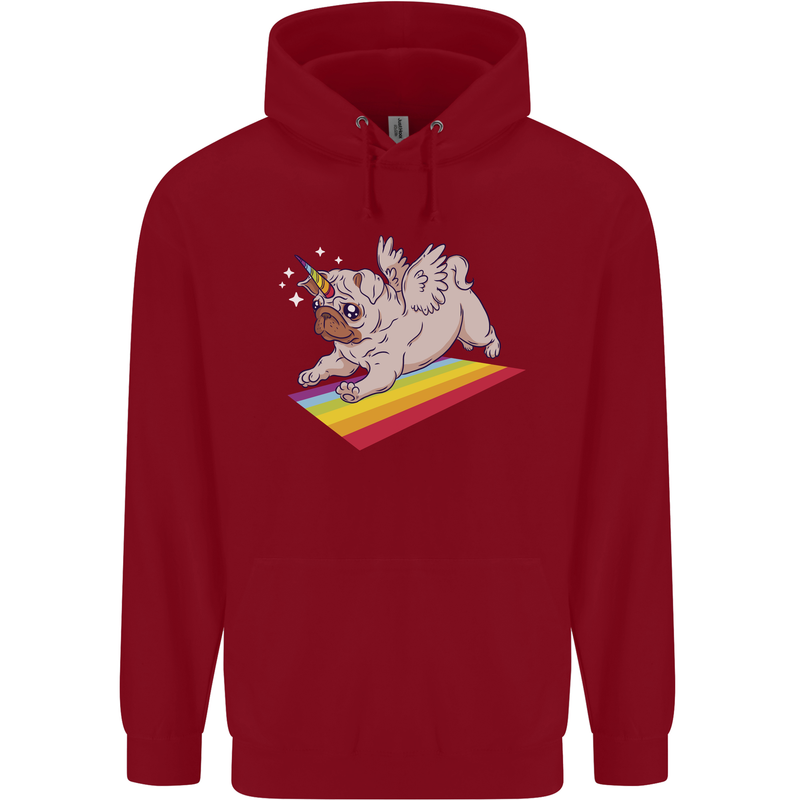 A Unicorn Pug Dog LGBT Childrens Kids Hoodie Red