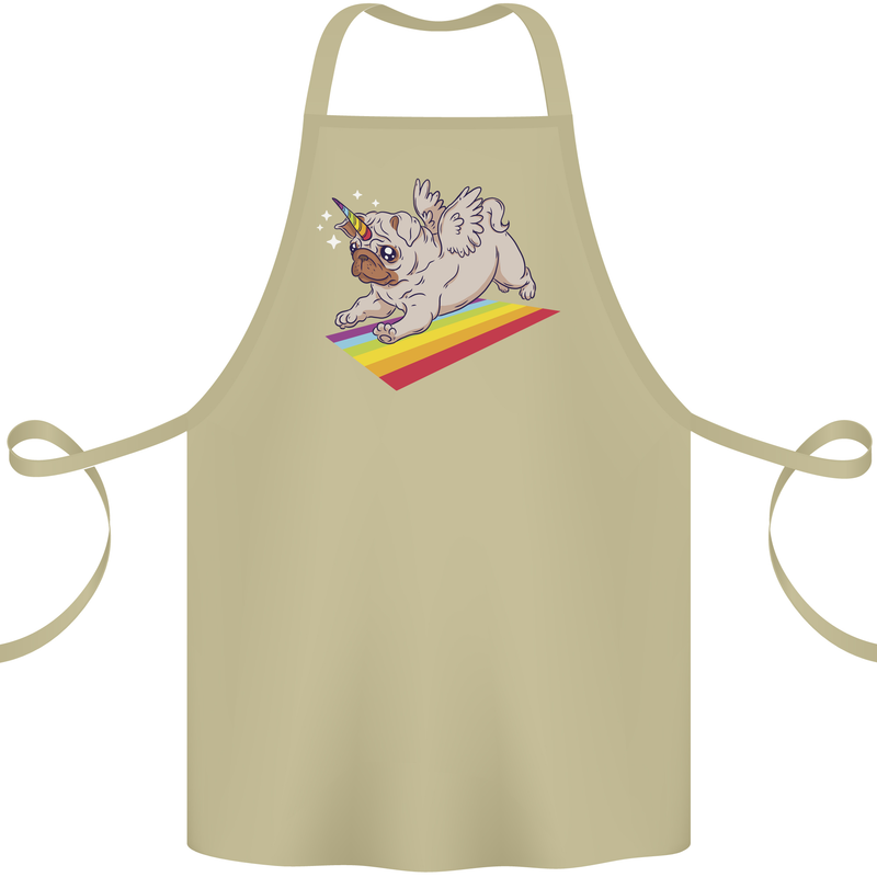 A Unicorn Pug Dog LGBT Cotton Apron 100% Organic Khaki