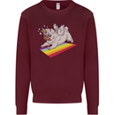 A Unicorn Pug Dog LGBT Kids Sweatshirt Jumper Maroon