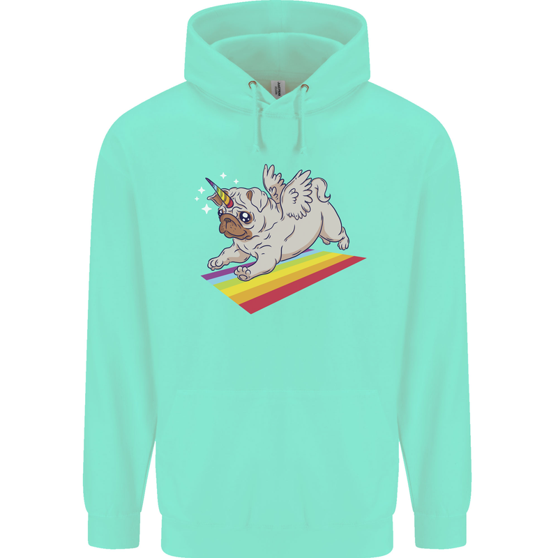 A Unicorn Pug Dog LGBT Mens 80% Cotton Hoodie Peppermint