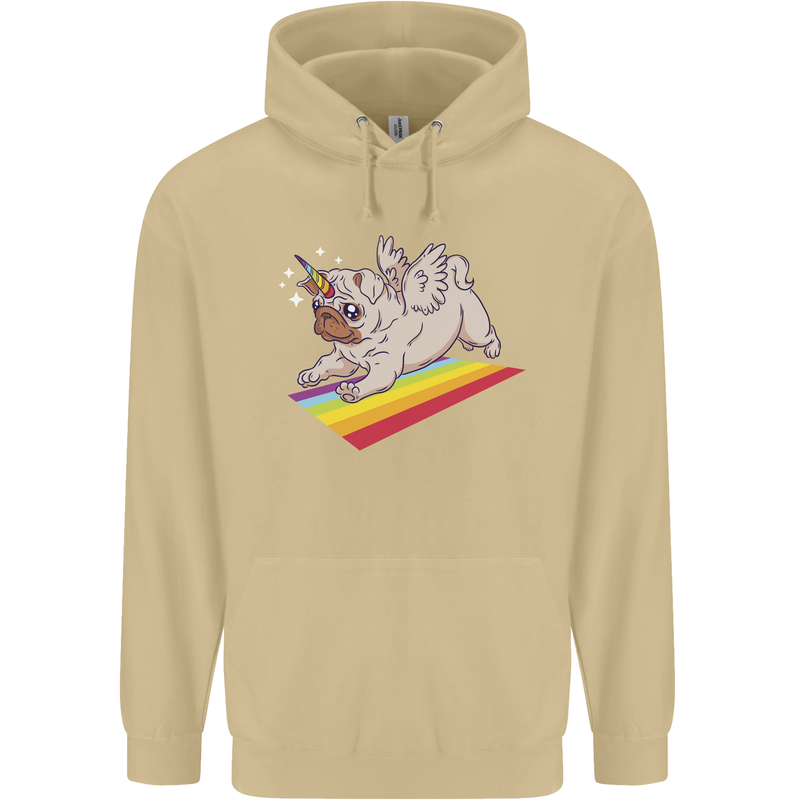A Unicorn Pug Dog LGBT Mens 80% Cotton Hoodie Sand