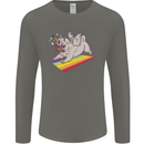 A Unicorn Pug Dog LGBT Mens Long Sleeve T-Shirt Charcoal