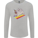 A Unicorn Pug Dog LGBT Mens Long Sleeve T-Shirt Sports Grey