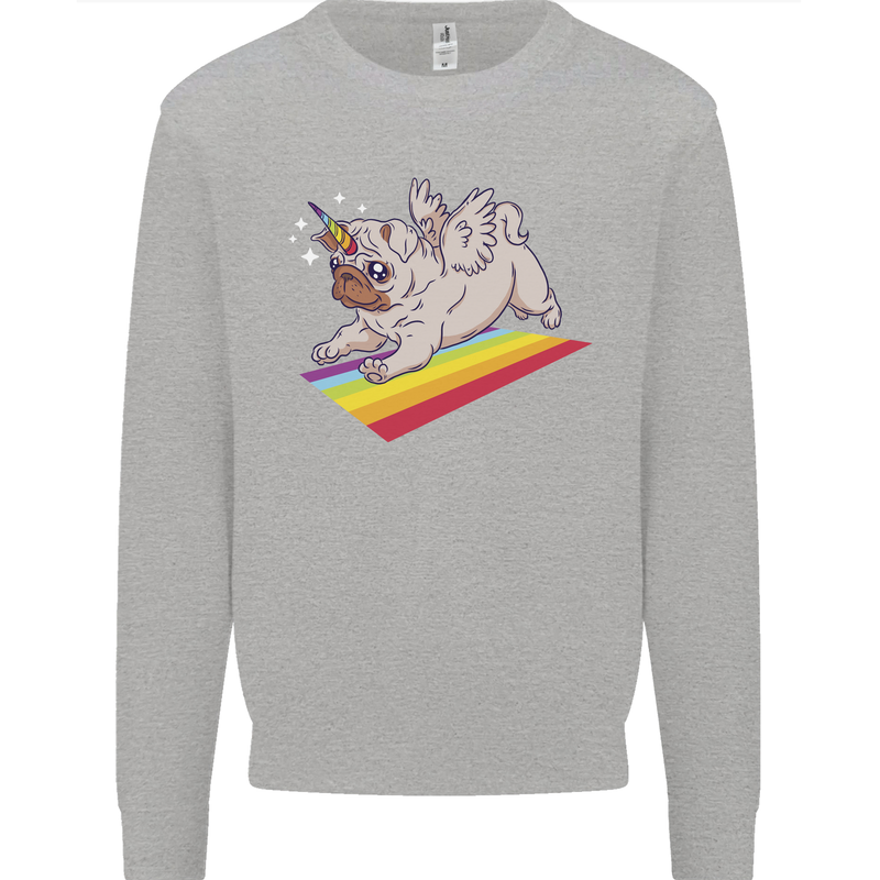 A Unicorn Pug Dog LGBT Mens Sweatshirt Jumper Sports Grey