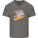 A Unicorn Pug Dog LGBT Mens V-Neck Cotton T-Shirt Charcoal