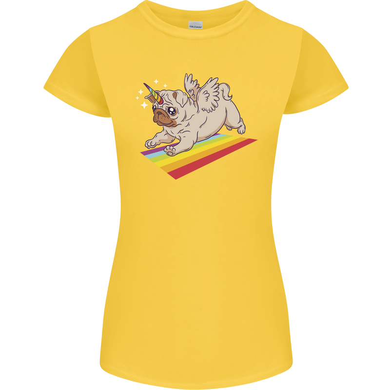 A Unicorn Pug Dog LGBT Womens Petite Cut T-Shirt Yellow