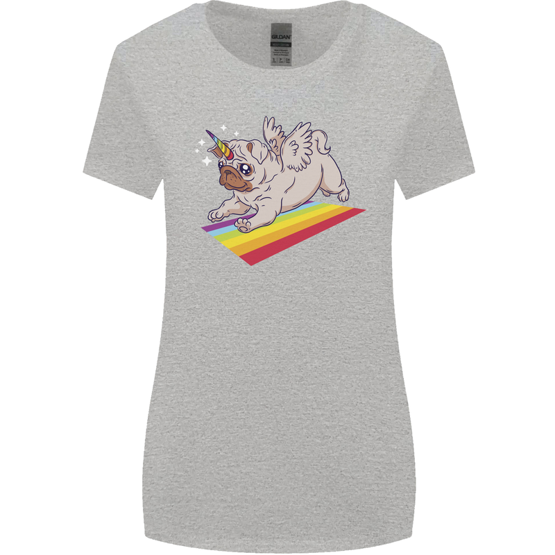 A Unicorn Pug Dog LGBT Womens Wider Cut T-Shirt Sports Grey