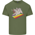 A Unicorn Pug Dog Mens Cotton T-Shirt Tee Top Military Green