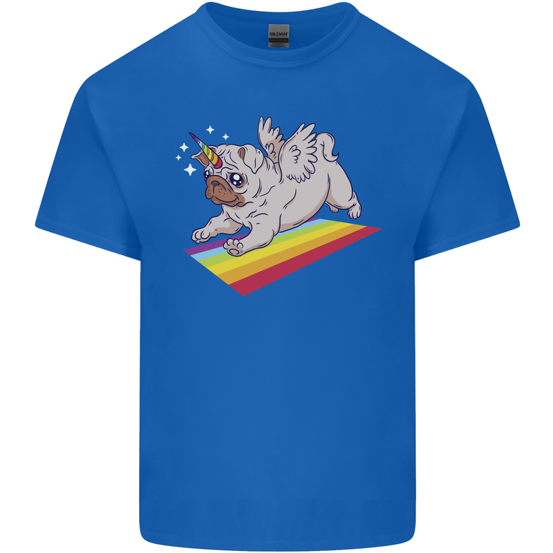 A Unicorn Pug Dog Mens Cotton T-Shirt Tee Top Royal Blue