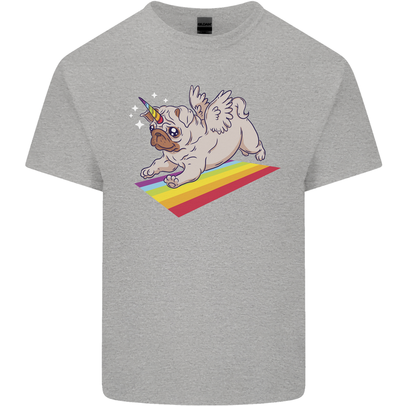 A Unicorn Pug Dog Mens Cotton T-Shirt Tee Top Sports Grey