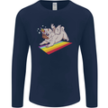 A Unicorn Pug Dog Mens Long Sleeve T-Shirt Navy Blue