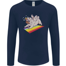 A Unicorn Pug Dog Mens Long Sleeve T-Shirt Navy Blue