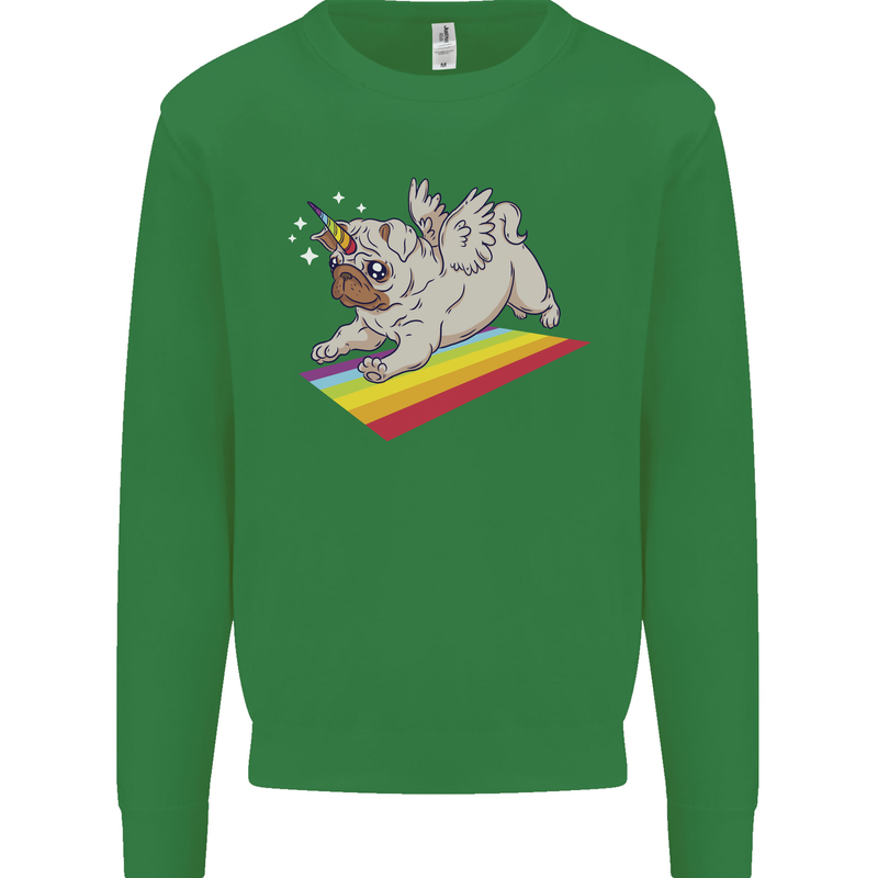 A Unicorn Pug Dog Mens Sweatshirt Jumper Irish Green