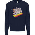 A Unicorn Pug Dog Mens Sweatshirt Jumper Navy Blue