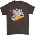 A Unicorn Pug Dog Mens T-Shirt 100% Cotton Dark Chocolate
