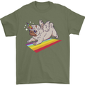 A Unicorn Pug Dog Mens T-Shirt 100% Cotton Military Green