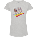 A Unicorn Pug Dog Womens Petite Cut T-Shirt Sports Grey
