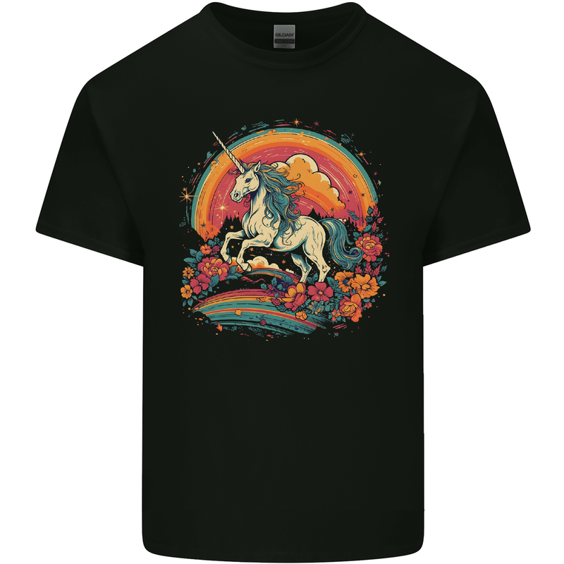 A Unicorn and Fantasy Rainbow Kids T-Shirt Childrens Black
