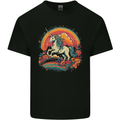 A Unicorn and Fantasy Rainbow Mens Cotton T-Shirt Tee Top Black