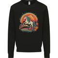 A Unicorn and Fantasy Rainbow Mens Sweatshirt Jumper Black