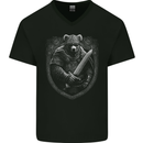 A Viking Bear With A Sword Mens V-Neck Cotton T-Shirt Black