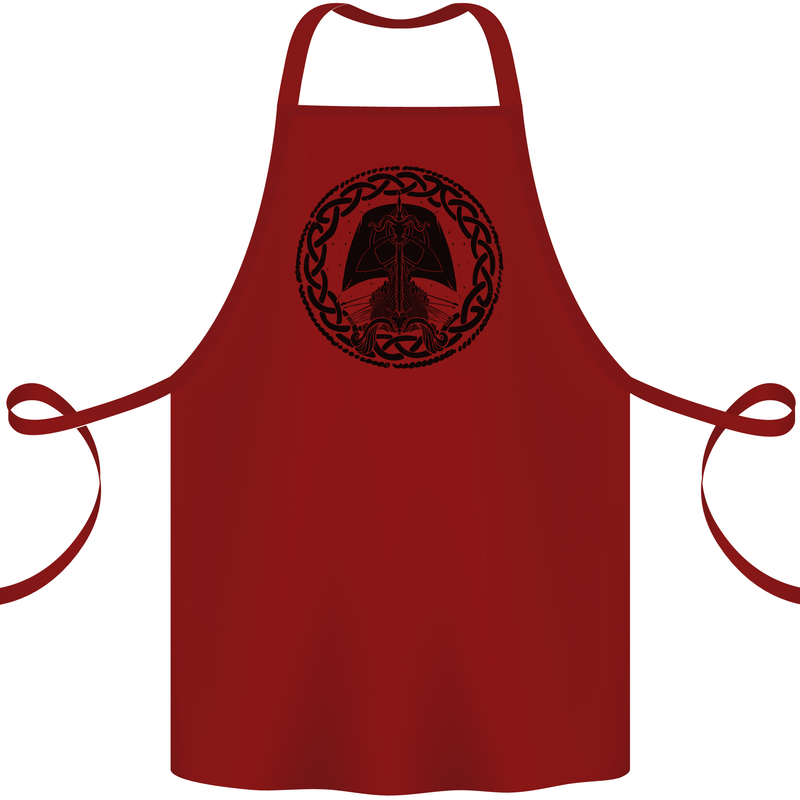 A Viking Ship Cotton Apron 100% Organic Maroon