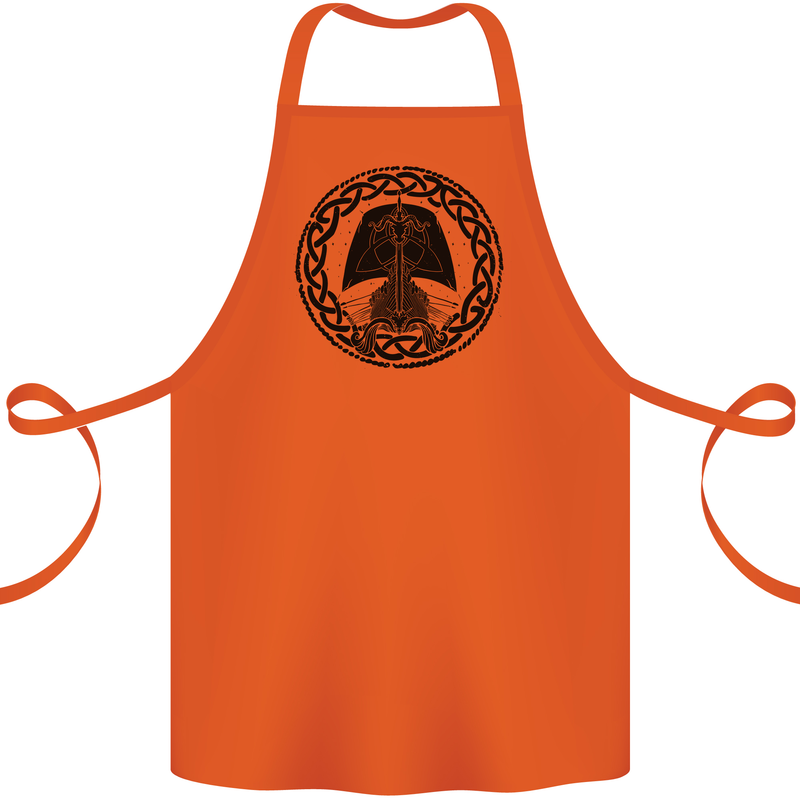 A Viking Ship Cotton Apron 100% Organic Orange