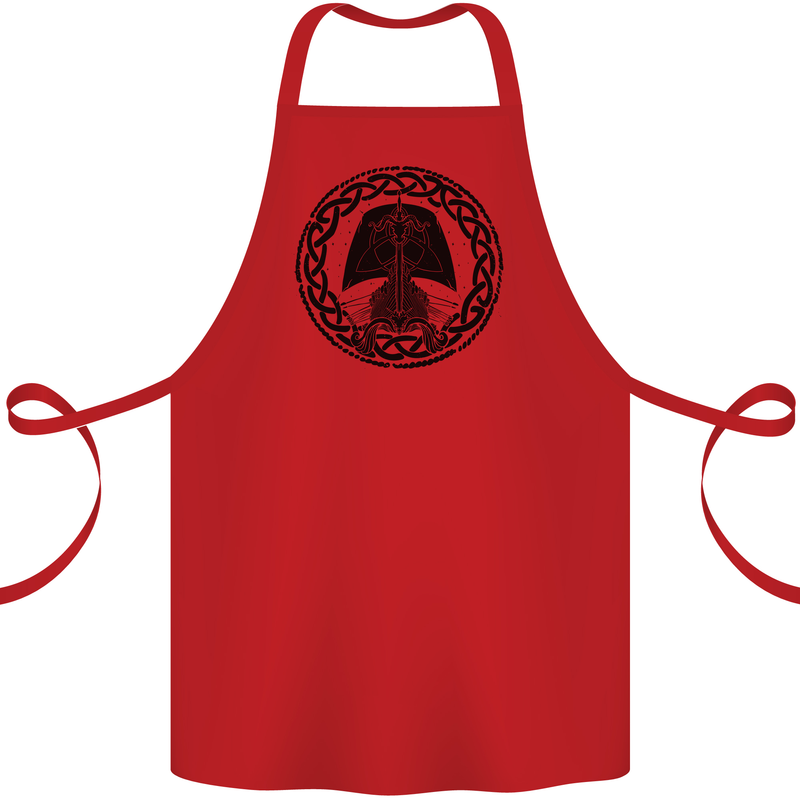 A Viking Ship Cotton Apron 100% Organic Red