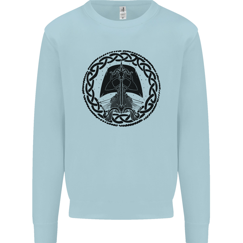 A Viking Ship Kids Sweatshirt Jumper Light Blue