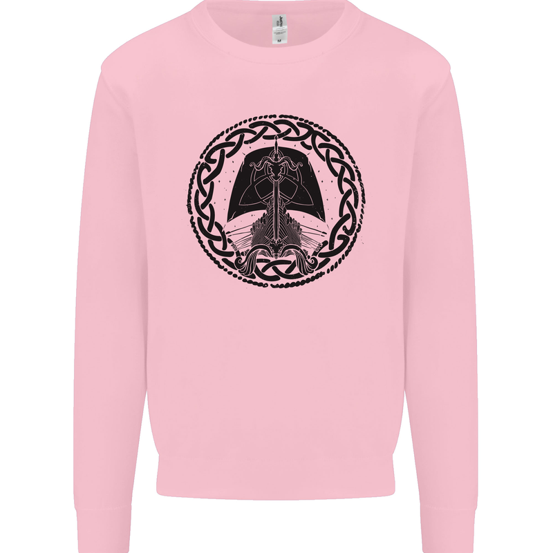 A Viking Ship Kids Sweatshirt Jumper Light Pink
