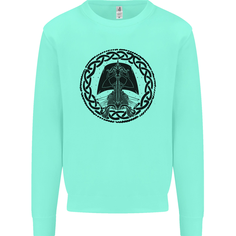 A Viking Ship Kids Sweatshirt Jumper Peppermint