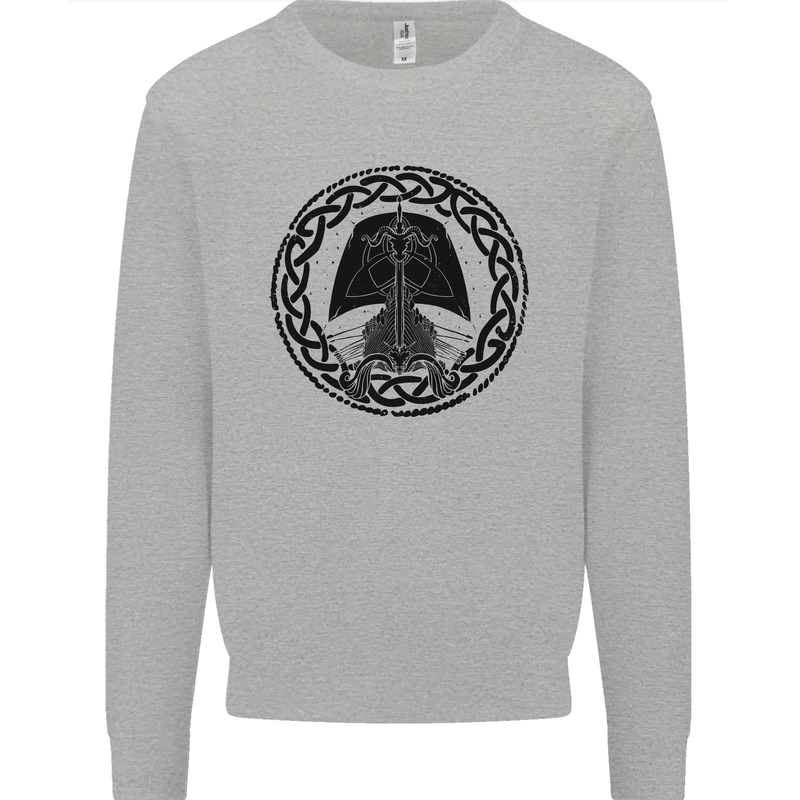 A Viking Ship Kids Sweatshirt Jumper Sports Grey