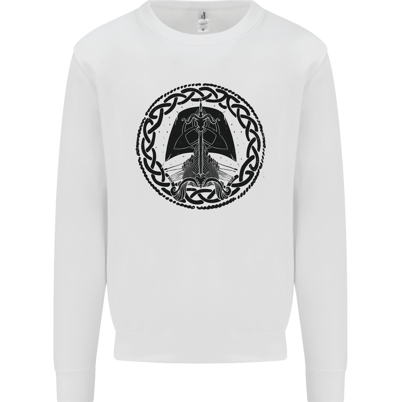 A Viking Ship Kids Sweatshirt Jumper White
