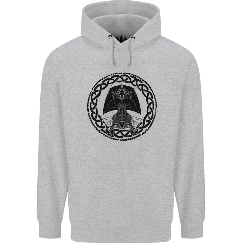 A Viking Ship Mens 80% Cotton Hoodie Sports Grey