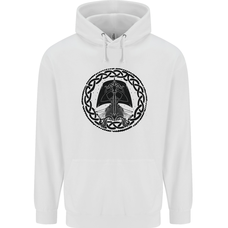 A Viking Ship Mens 80% Cotton Hoodie White