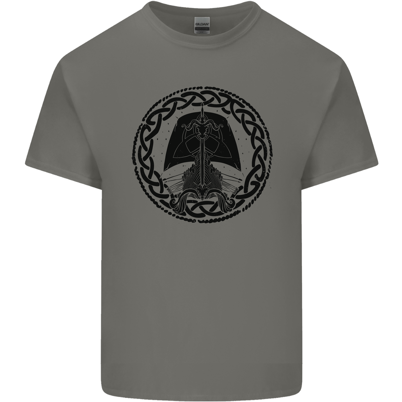 A Viking Ship Mens Cotton T-Shirt Tee Top Charcoal